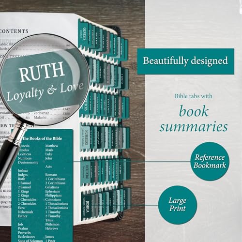 Bible Tabs Premium Tear Resistant Bible Tabs ? Easy to Apply, Laminated for Durability ? Old & New Testament ? Perfect for All Bibles - for Women and Men (Teal)
