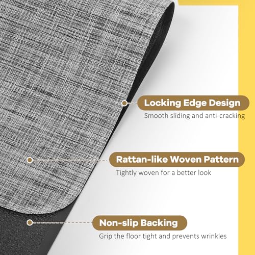 BesWin Large Office Chair Mat for Hardwood Floor, 48" x 60" Desk Floor Mat for Rolling Chair and Computer Desk, Heavy Duty PVC Floor Protector Rug for Home Office, Grey