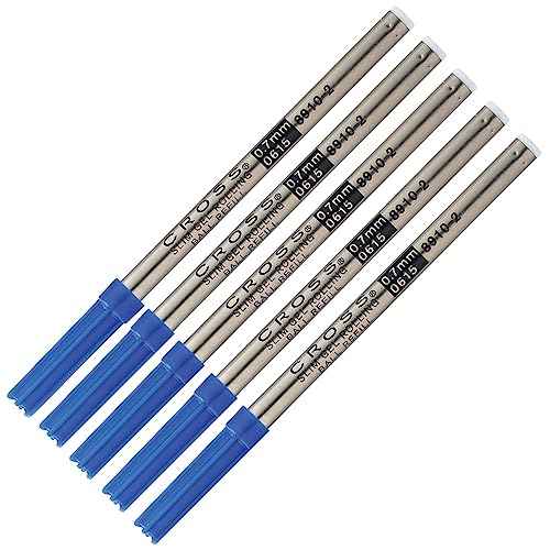 Pen Savings Combo Pack, Genuine Slim Gel Rollerball Pen Refills for Cross Click Pens, Blue Ink, 5 Pack, 8910-2, Bulk Packed