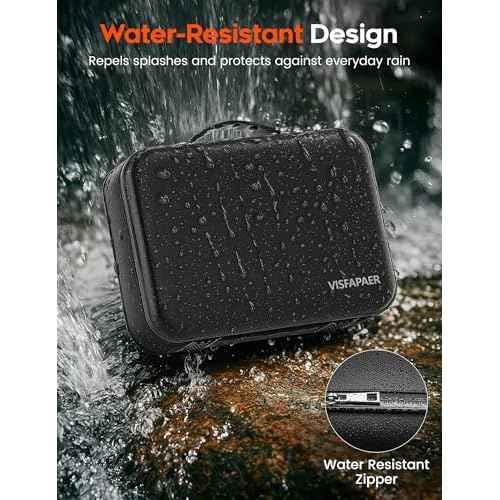 Fireproof Document Box with Lock, Waterproof Hard Shell File Organizer with 13 Pocket Accordion Folder for Important Documents, Laptop, Passports, Portable Home Office Travel Safe Box
