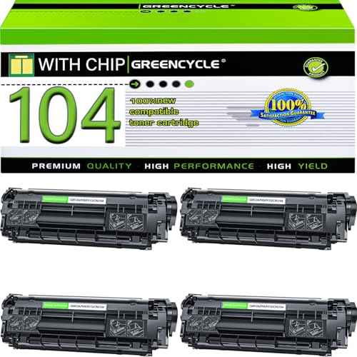 greencycle Compatible Toner Cartridge Replacement for Canon 104 FX9 FX10 FX-10 FX-9 104 ImageClass MF4100 MF4150 MF4270 MF4350d MF4370dn MF4380dn D420 D480 (Black,4 Pack)