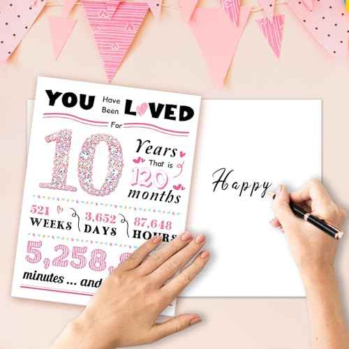 10th Birthday Card, Funny 10th Birthday Decorations for Girls, Happy 10 Year Old Birthday Gift for Daughter,Great 10th Birthday Gifts Idea for Her