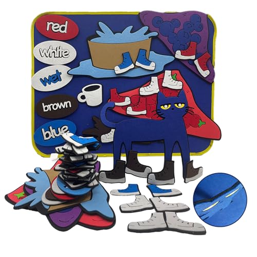 Felt Story Pieces with Board, 31 pcs Large Animals Felt Board Set for Toddlers,Preschool,Teachers, Speech, Therapy, Home Travel,Classroom (Pete The cat: I Love My White Shoes)
