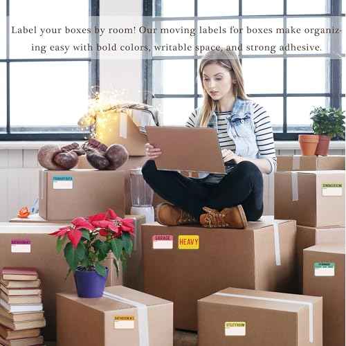 600 Pcs Moving Labels for Boxes, 3 x 2 Packing Labels for 3-4 Bedroom House, 20 Designs Including Fragile and Heavy Stickers