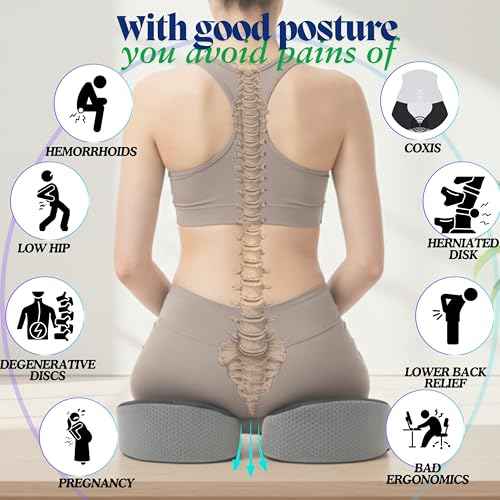 Butterfly Orthopedic Seat Cushion for Tailbone & Sciatica Pain Relief ? Ergonomic Memory Foam Pillow | Lower Back Support | Washable Cover | Office Chair, Car, Wheelchair, Stadium Use