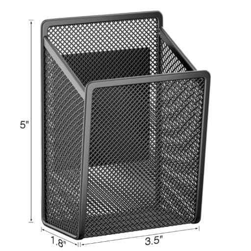 LUCYCAZ Black Square Magnetic Pen Holder - Office Desk Organizer, Single