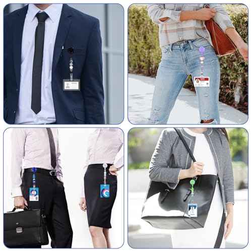 15pcs Colorful Beadable Badge Reels Making Kits - Beaded Blank Bars Bulk - Retractable Badge Reel with Belt Clip for ID Name DIY Gift Beadable Items for Nurses, Teachers, Students, Office, Workers