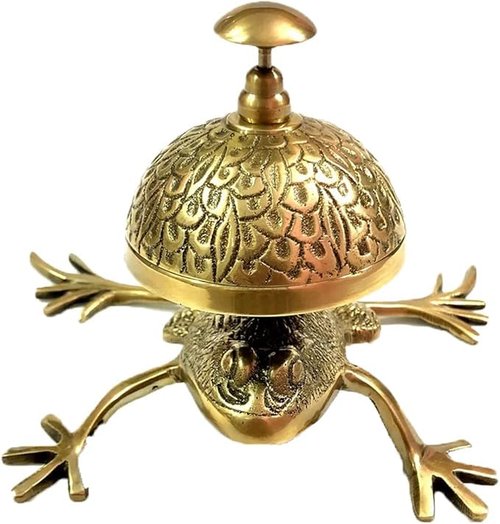Antique Brass Frog Style Desk Bell Nautical Hotel Counter Reception Calling Service Bell Decor Call Ringing Bell for Home, Office, Reception, Counter, Hospital, Hotel Decor by USA Craft