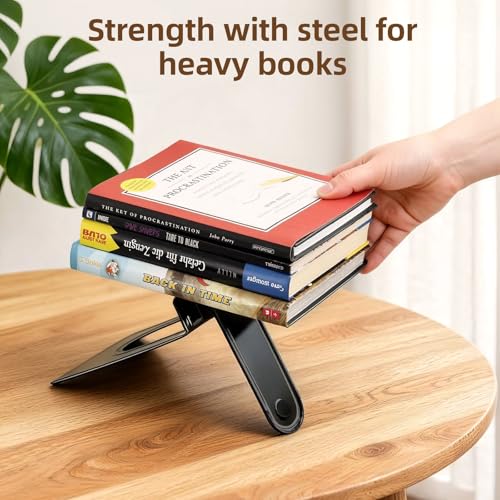 HappyHapi Black Heavy Duty Metal Book Ends - 3 Pairs, Anti-Slip Shelving Support