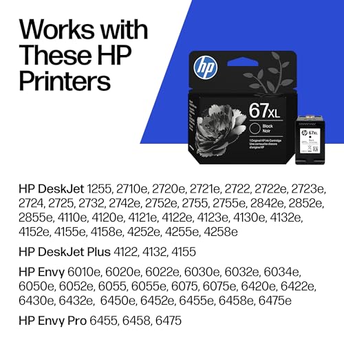HP 67XL Black High-Yield Ink Cartridge for HP DeskJet & Envy Series - One Size