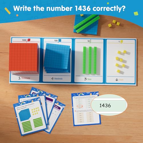TOMMYHOME Base Ten Blocks with Place Value Chart - Educational Math Manipulatives, Variation 1