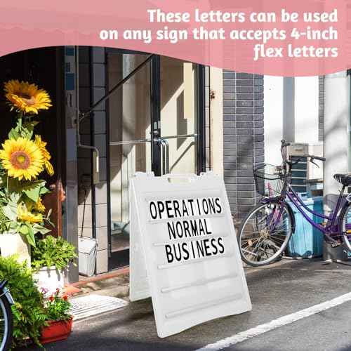 78 Pcs Replacement Letters for White Message Board Sidewalk Signs Outdoor Plastic Changeable Letters for Yard Signs with 4 Inch Tracks, from A to Z Black on White Background