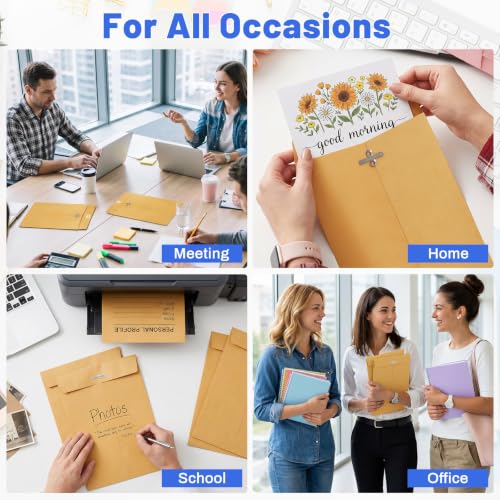 300 Pack 6x9 Brown Kraft Manilla Envelopes with Metal Clasps for Mailing & Storage