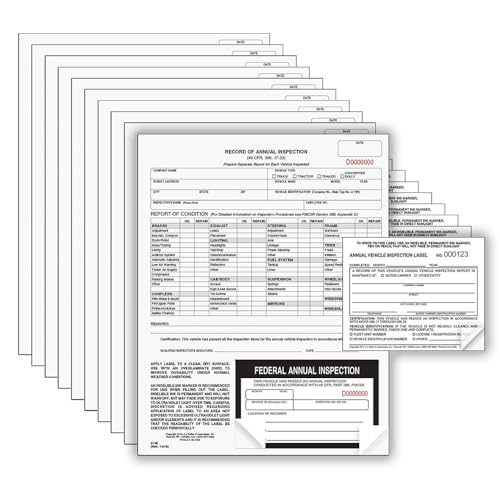 J. J. Keller 10-Pack Annual Inspection Forms with Labels – DOT Compliant