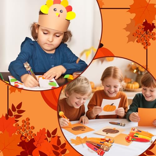 100 Pcs Thanksgiving Colorful Multicolor Pen in One Cartoon Cute Fun 4-in-1 Cute Pens Bulk Kawaii Maple Leaves Pumpkins Scarecrows and Turkeys Shape Cool Ballpoint Pens for Kids Fun Gifts