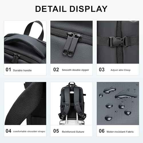 Travel Backpack for Men and Women, Flight-Approved Carry-On Backpack with Laptop Compartment; Large-Capacity Personal Item for Business, Work, School, or Weekend Trips (Black).