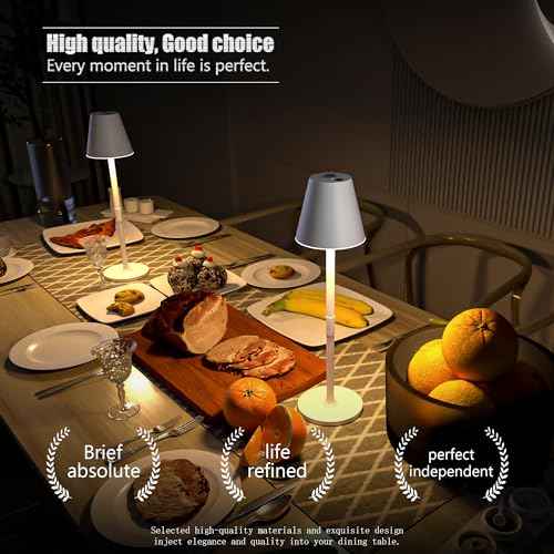 LED CordlessTable Lamp,4000mAh Rechargeable Battery Desk lamp,3 Level Brightness Beside Night Light, Minimalist Design, for Couple Dinner/Coffee Table/Restaurant/Bedroom(White 4PACK)