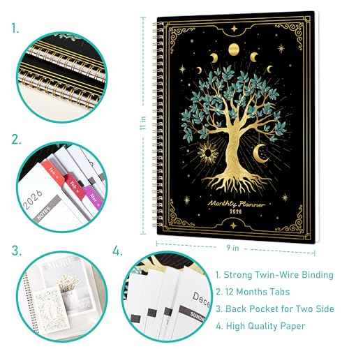 2026 Monthly Planner - Monthly Planner/Calendar 2026, from January to December 2026, 8.75'' x 11'', 12-Months 2026 Planner With Tabs, Inner Pocket