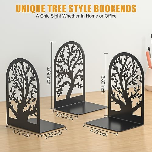 VFINE 3 Pairs Tree Style Black Decorative Metal Bookends - Unique Landscape Design