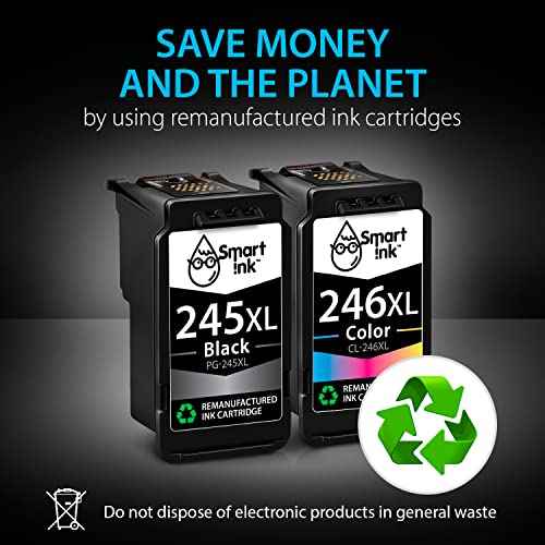 Smart Ink Remanufactured Ink Cartridge Replacement for Canon 245 245XL 246 246XLto use with Pixma MG2522 MX490 TR4520 MX492 MG2522 TR4520 TS3122 MG3022 Printers (Black & Color Combo Pack)