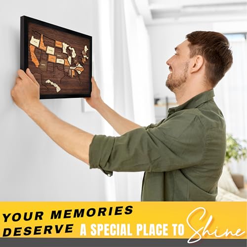 Finelife USA Travel Map Puzzle 13x11 Wooden Interactive Country Map for Couples & Families - Medium, Mixed Puzzle
