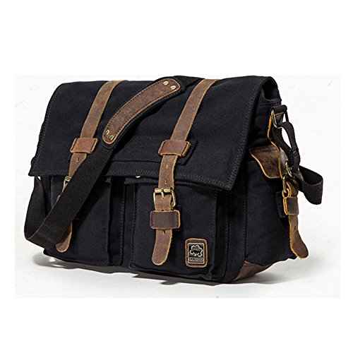 JONON Vintage Military Men Canvas Messenger Bag for 13.3-17" Laptop