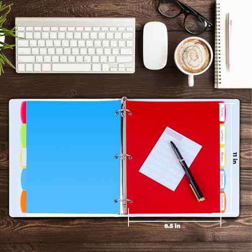 HABGP 3 Ring Binder Dividers with Tabs, 100PCS/20 Set Plastic Dividers for 3 Ring Binder, 5 Tab 3 Hole Punch Color Pages, File Dividers with Tabs,Tabbed Index