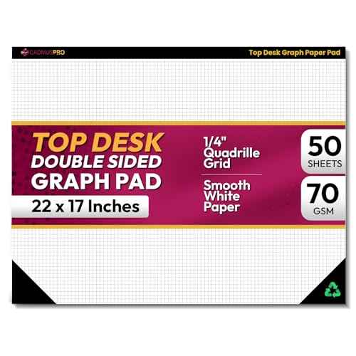 Top Desk Graph Paper Pad 22x17 Inch, 50 Sheets, Double-Sided, 70 GSM Large Quadrille Grid Paper for Drafting, Design, Art & Illustration, Architecture and Academic Use