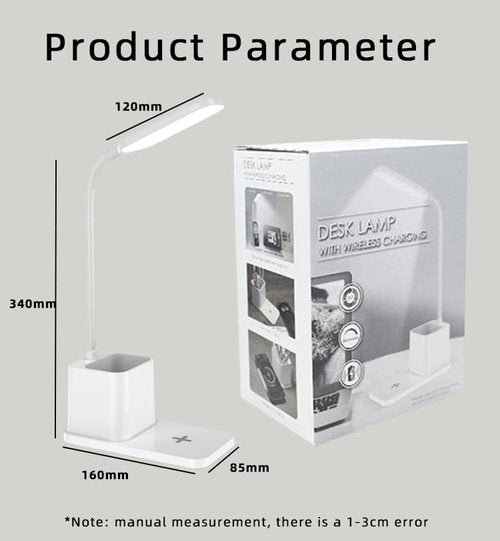 Wireless Rechargeable LED Desk Lamp - 3 Color Dimmable Eye Care Study Light for Office and Reading