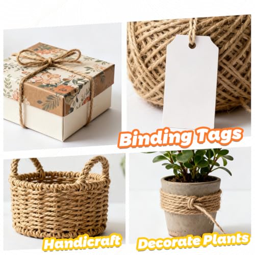 PerkDecor 3-Roll Twine & Rope Bundle – Natural Jute + White & Black Cotton 2mm (328ft x3) Crafting