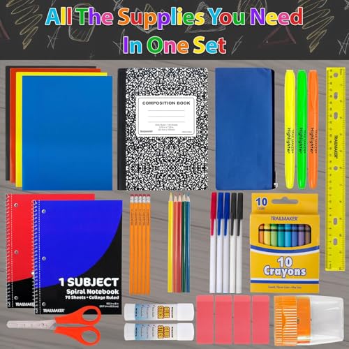 Trail Maker School Supplies Kit 45 Pieces for Grades K-12, Classroom & Home