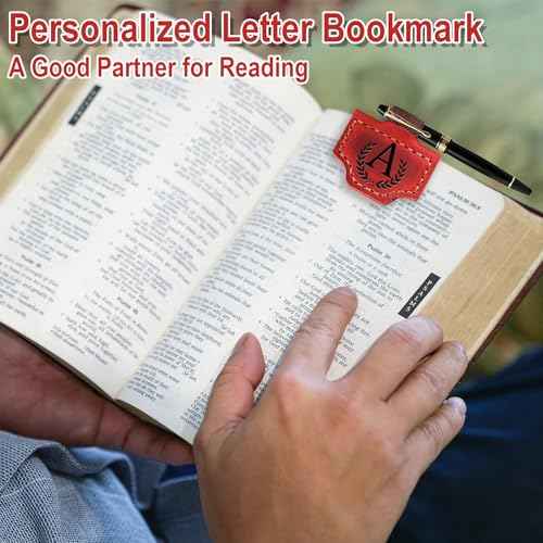 Personalized Bygone Mark Bookmark with Pen Holder, Leather Magnetic Bookmark 26 Letters Name Initial Bookmarks for Readers, Book Lover Gifts for Women Men Notebook Accessories (Brown, A)