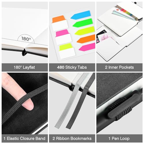 12 Pack Journal Notebooks for Work with 12 Pens, A5 Hardcover Notebook£¬Business Notebooks Bulk, College Ruled Notebook for Men, Leather Journal for Writing, 160 Pages, 100GSM Thick Paper (5.7" x 8.3")