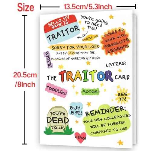 Funny Coworker Traitor Leaving Card,Going Away Card for Colleague, Goodbye Farewell Cards for Him Her, New Job Gift for Men Women