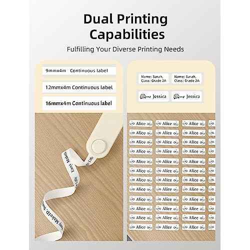 Makeid Label Maker Bundle Includes 3 Label Tapes, Compatible with 9~16mm Waterproof Tape, Portable Rechargeable Label Printer Multiple Templates Available Labeler for Office Home Kitchen Organization