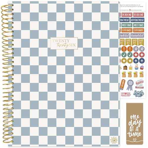 bloom daily planners 2026 Planner (January to December) - 8.5¡± x 11¡± Weekly & Monthly Dated Agenda Organizer Book with Stickers & Tabs - Flexible Soft Cover - Checkered