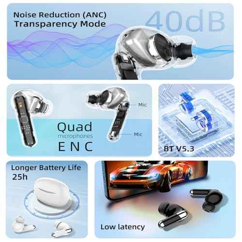TWS Translation Noise Cancelling Earbuds, 144 Language Two-Way Real time Translator Device, in Ear Voice Language Translator Earbud Supports Calls, Music with APP Fit iOS & Android.
