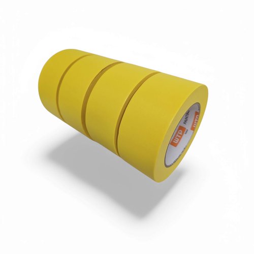 WTP TOOLS MTP48-16 Automotive Industry Masking Tape for Painting and Refinishing, Yellow Color, 2" Width, 55yards Length, Box of 16 Rolls
