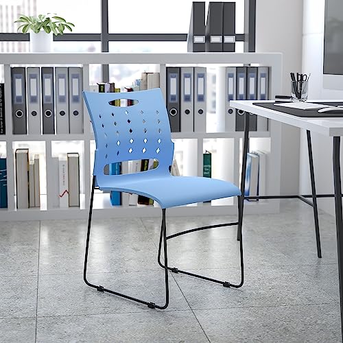 Flash Furniture HERCULES Series 881 lb. Capacity Blue Sled Base Stack Chair with Air-Vent Back