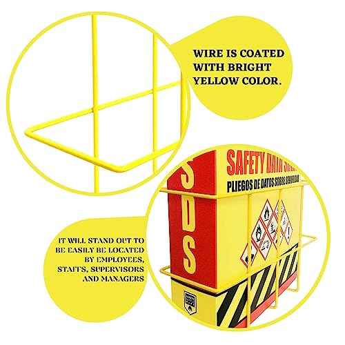 Performore 2 Pack Binder Display Rack, SDS/MSDS Wire Wall Mount Rack with Mounting Hardware, Bright Yellow Wire-Coated