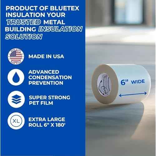 BlueTex Insulation¤Ô 6" Wide x 180' Long White Vapor Barrier Seam Tape - 1 Roll Waterproofing and Great for Crawlspaces, Insulation Repair, Underlayment Seams, Metal Building Insulation Seams