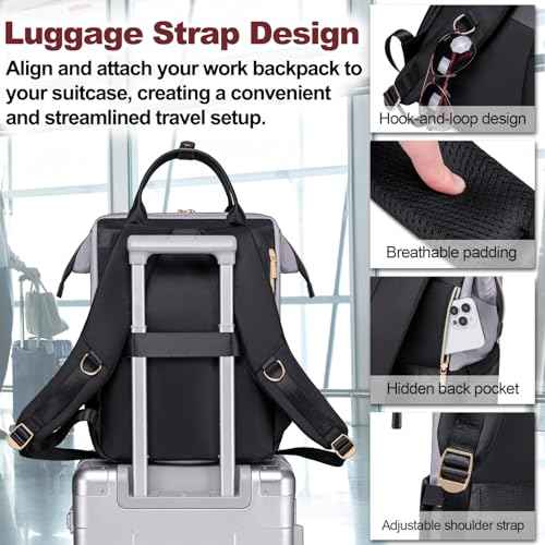 Lunch Backpack for Women, 15.6 inch Laptop Backpacks for Womens, Work Backpacks with Lunchbox,Insulated Back pack Cooler,Teacher Nurse Travel Backpack for Women
