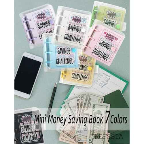 Mini Money Saving Binder, Save $1000 Envelopes Money Saving Challenge Book, Portable (Pink, 1)