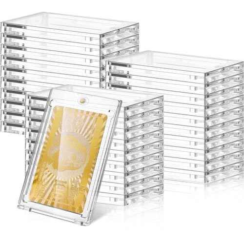 SATINIOR 30 Pcs 100 Pt Magnetic Card Holder, Holder Case Clear Protectors for Thick Baseball Football Hockey Cards
