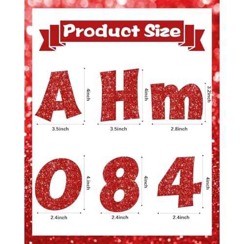 237 Pcs Glitter Bulletin Board Letters, Numbers and Punctuation, Poster Board Letters Alphabet Cut Out Cardboard Letters Accessories for Classroom Display Decorating Supplies 4inch (Red)