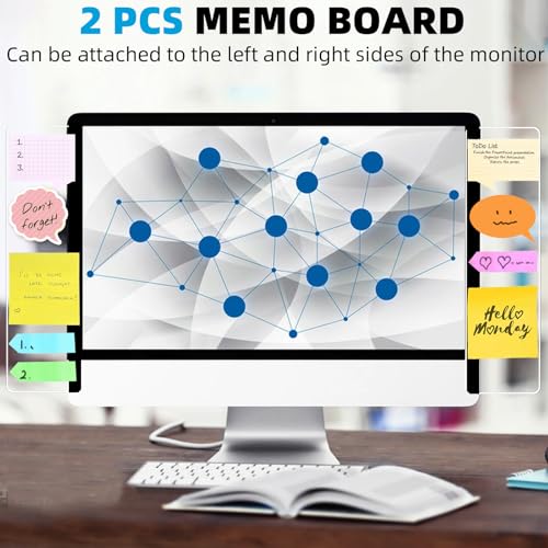 2 Pack Acrylic Monitor Memo Boards - Sticky Note Holders for Office Desk Organizer