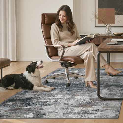 Office Chair Mat for Hardwood Floor Abstract 36x48 Dark Gray - BESBLEE