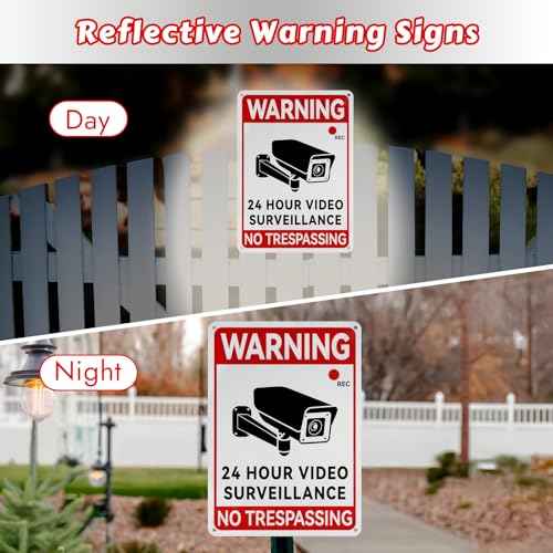 2 Pack Video Surveillance Sign, 10" x7" Camera Signs for Property, Waterproof No Trespassing Security Camera Sign, UV Printed, Reflective Warning Signs Outdoor for Driveway, Business, Home