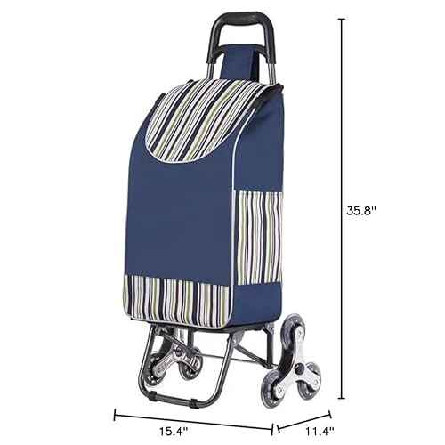 HUYINGC Portable Trolley Folding Cart with Wheels Good for Shopping Carry Things-Blue-T6