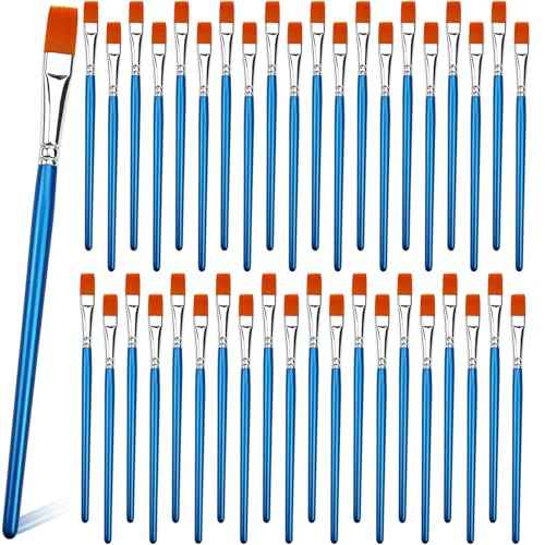 1/2 inch Flat Paint Brushes for Acrylic Painting,40-Pack Small Paint Brushes Bulk with Wooden Handle for Acrylic, Watercolor, Oil, Crafts, Face Body Art